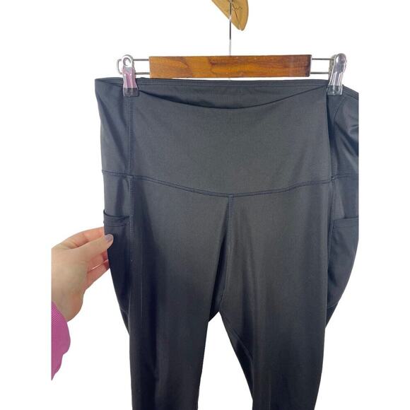 Adrienne Vittadini 1X Compression Leggings Black High Rise Waist Pockets Active - Picture 3 of 7